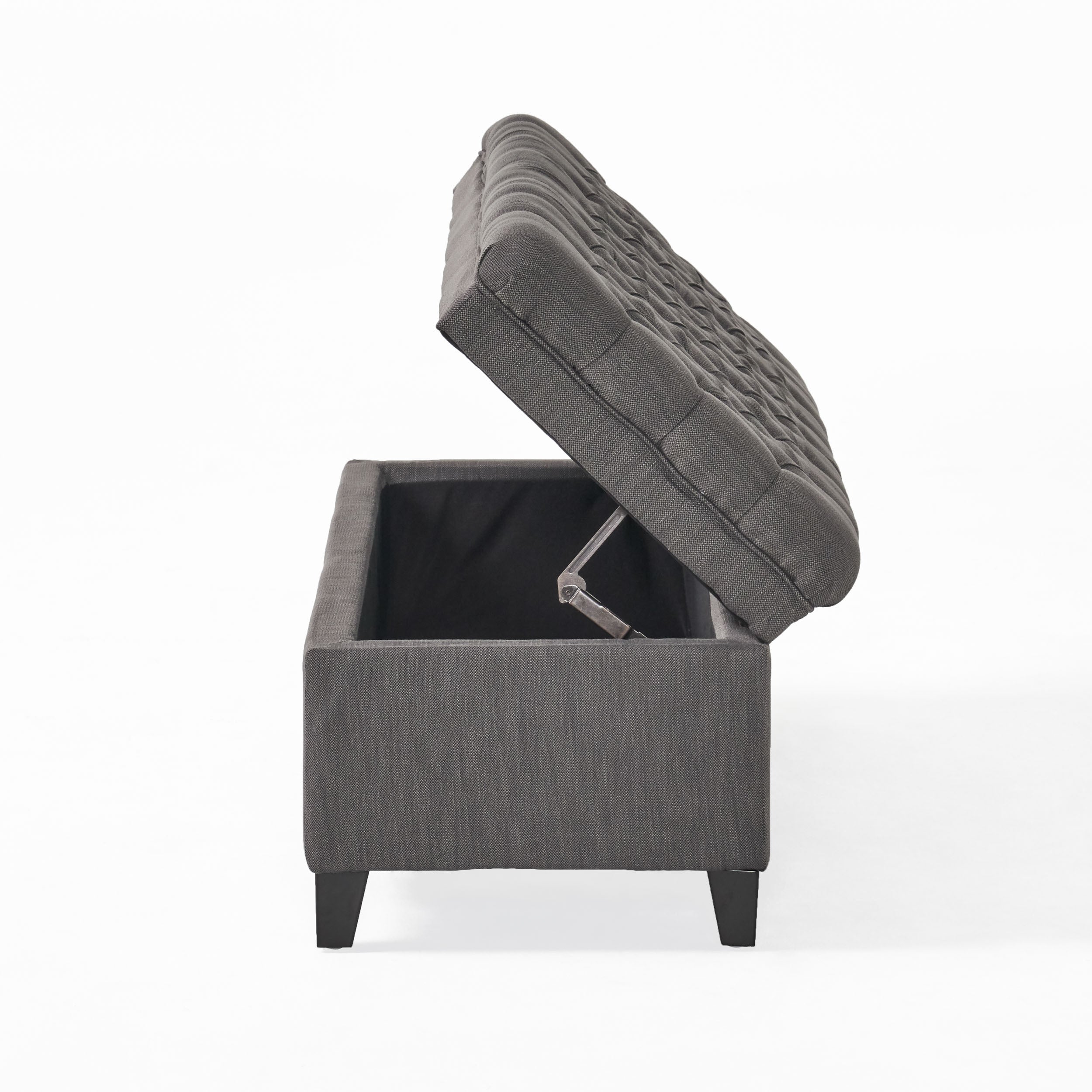 JULIANA Stylish Storage Ottoman with Extra Seating in Gray Fabric, 50x20.5x18.3 inches - Grand Goldman Shop