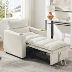 Sleeper Sofa Chair Bed, Convertible Sofa Chair 3-in-1, Adjustable Sleeper Chair Pullout Sofa Bed with Modern Velvet Fabric for Living Room Apartment Small Space, Beige - Grand Goldman Shop