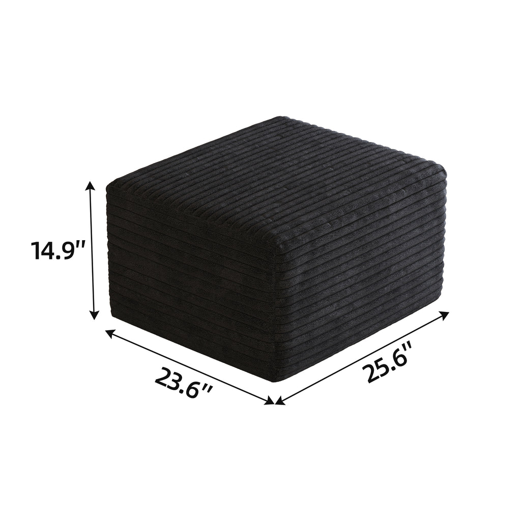 Sofa ottoman ,No Assembly Required,Black(Plush Corduroy Fabric) - Grand Goldman Shop