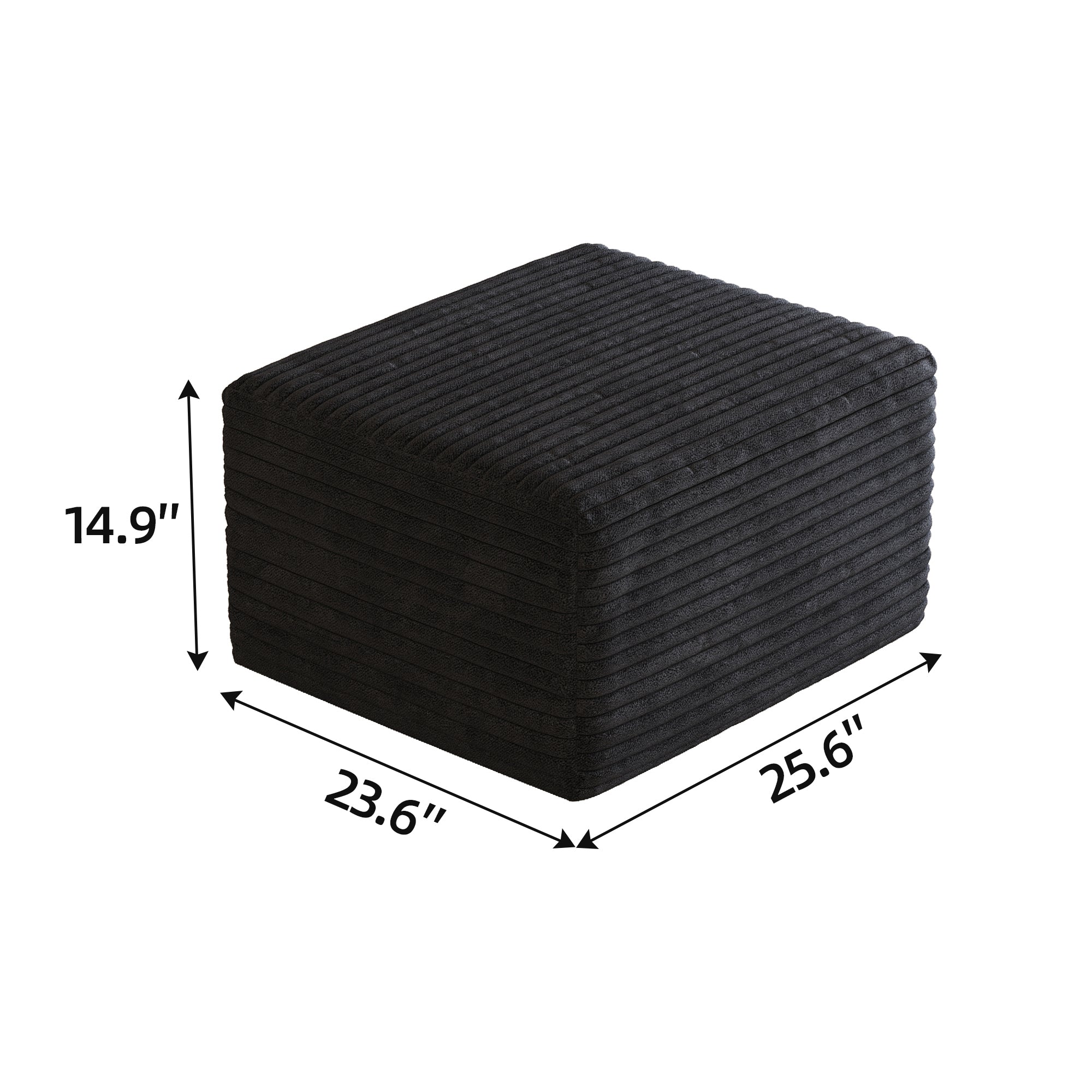Sofa ottoman ,No Assembly Required,Black(Plush Corduroy Fabric) - Grand Goldman Shop