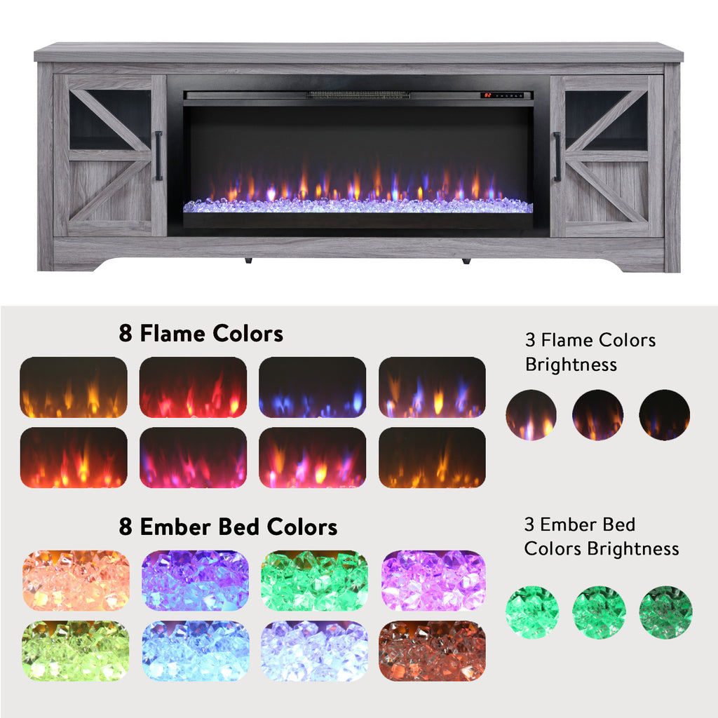 75' Fireplace TV Stand for TVs up to 80',with 44' Electric Fireplace - Grand Goldman Shop
