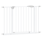 White Pressure-Mounted Baby Gate for Stairs, 29.5-44.1' Wide, Steel and ABS Construction, Easy Walk-Through Design for Kids a