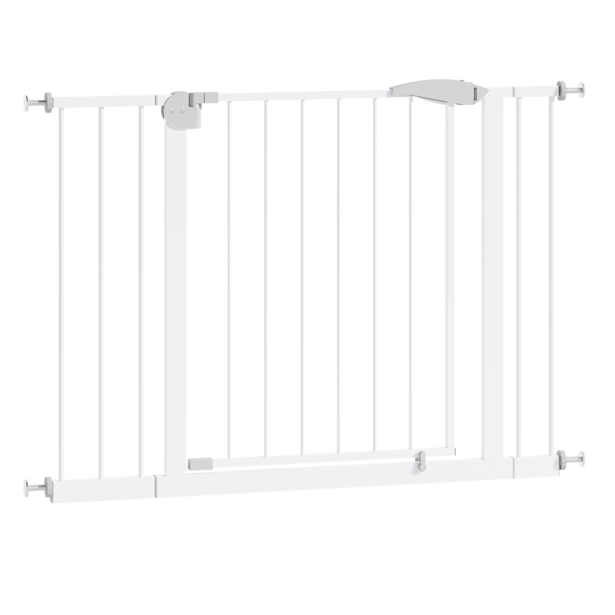 White Pressure-Mounted Baby Gate for Stairs, 29.5-44.1' Wide, Steel and ABS Construction, Easy Walk-Through Design for Kids a