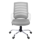 Office Chair, Adjustable Height, Swivel, Ergonomic, Armrests, Computer Desk, Work, Grey Mesh, Chrome Metal, Contemporary, Mod