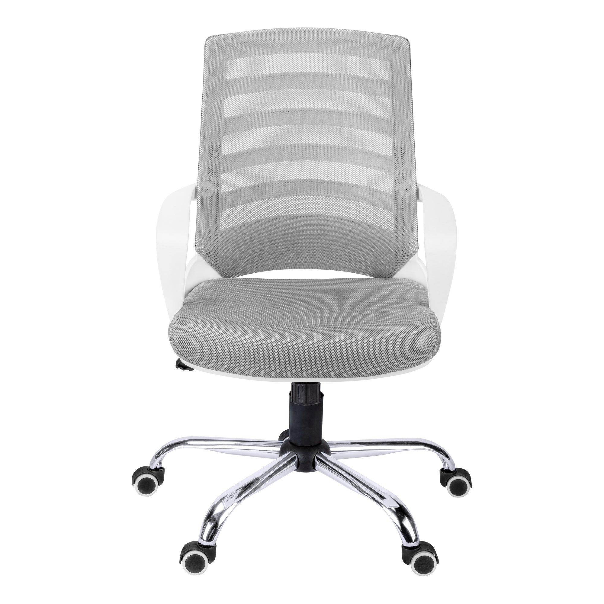 Office Chair, Adjustable Height, Swivel, Ergonomic, Armrests, Computer Desk, Work, Grey Mesh, Chrome Metal, Contemporary, Mod
