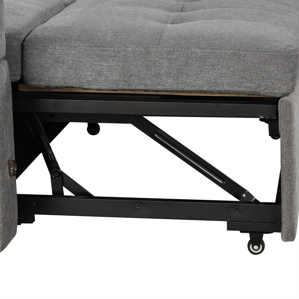 Modern L-shaped Convertible Sofa Bed with Storage, Cup Holders, USB Ports, Gray Chenille, 83.5' - Grand Goldman Shop