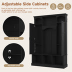 ON-TREND Modern All-in-One Hall Tree with Adjustable Shelves, Classic Arched Farmhouse Storage Bench with Dual Side Cabinets, Elegant Entryway Organizer with 7 Hooks for Mudroom, Hallway, Black - Grand Goldman Shop