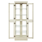 Lighted Glass Curio Display Cabinet,Display Cabinet,Glass Storage Cabinet Glass Wine cabinet Wood Frame Toy Display for Living Room, Kitchen, Pantry light bulb included Antique white - Grand Goldman Shop
