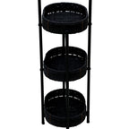 Modern 3-Tier Handwoven Side Table with Oval Organizer in Black Metal and Paper Rope - Grand Goldman Shop