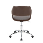 Contemporary Task Chair in Chrome Metal and Espresso Faux Leather | Premium Home Decor - Grand Goldman