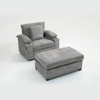 Modern Oversized Chair with Ottoman,Chenille Fabric Sofa Bed,Accent Chair Comfy Sofa with Cupholders and USB Charging Ports Chair for Living Room,Bedroom,Apartment - Grand Goldman Shop