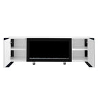 ON-TREND Modern TV Stand with 34.2' Non-heating Electric Fireplace, High Gloss Entertainment Center with 2 Cabinets, Media Console for TVs up to 78', White - Grand Goldman Shop