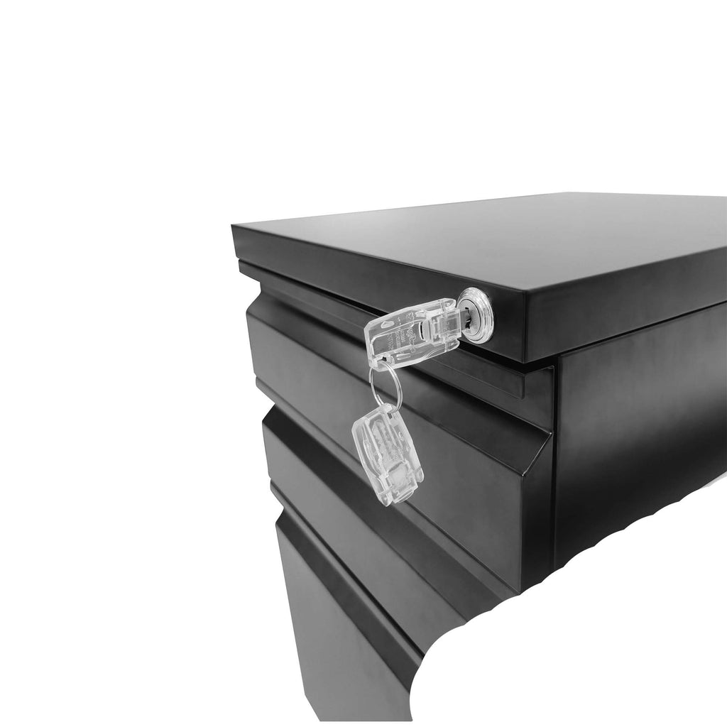 Black Metal 3 Drawer Mobile File Cabinet with Lock for Home Office Organizer, Fully Assembled - Grand Goldman