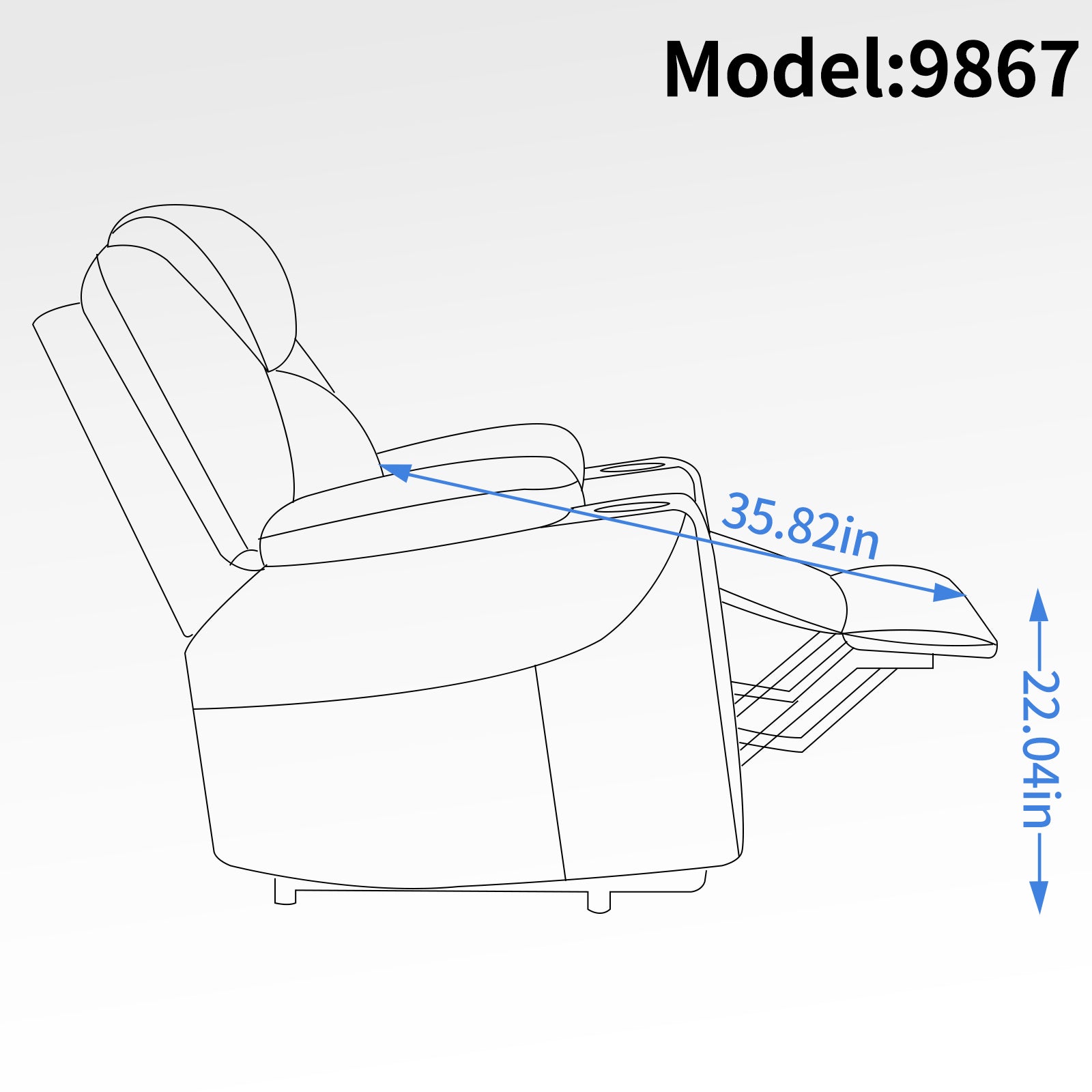 Up to 350 LBS Chenille Power Lift Recliner Chair, Heavy Duty Motion Mechanism with 8-Point Vibration Massage and Lumbar Heating, USB and Type-C Ports, Stainless Steel Cup Holders, Blue - Grand Goldman Shop