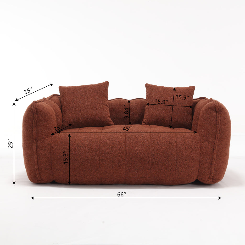 Cozy Beanbag Chair with High Resilience Foam Core for Two - Red Chenille, 66x35x25 inches - Grand Goldman Shop