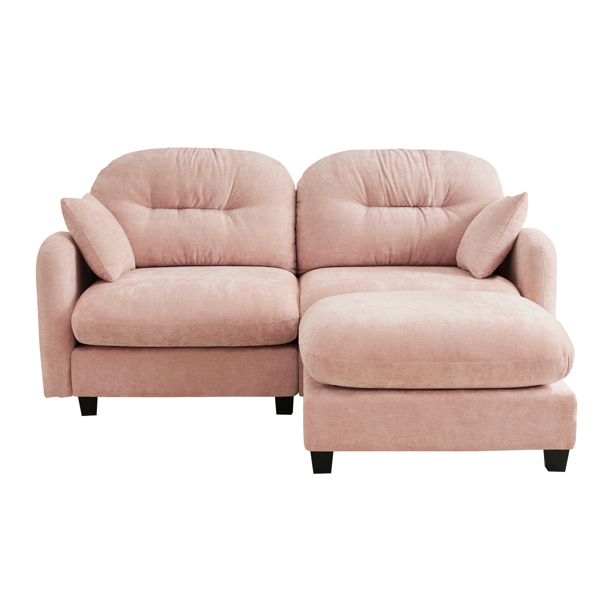 Cloud Sectional L-Shaped Couch With Ottoman,Soft Chenille Fabric,Quilted Pleated Design High-Density Foam,Fits Bedrooms Living Rooms Reading Nooks,Pink - Grand Goldman Shop