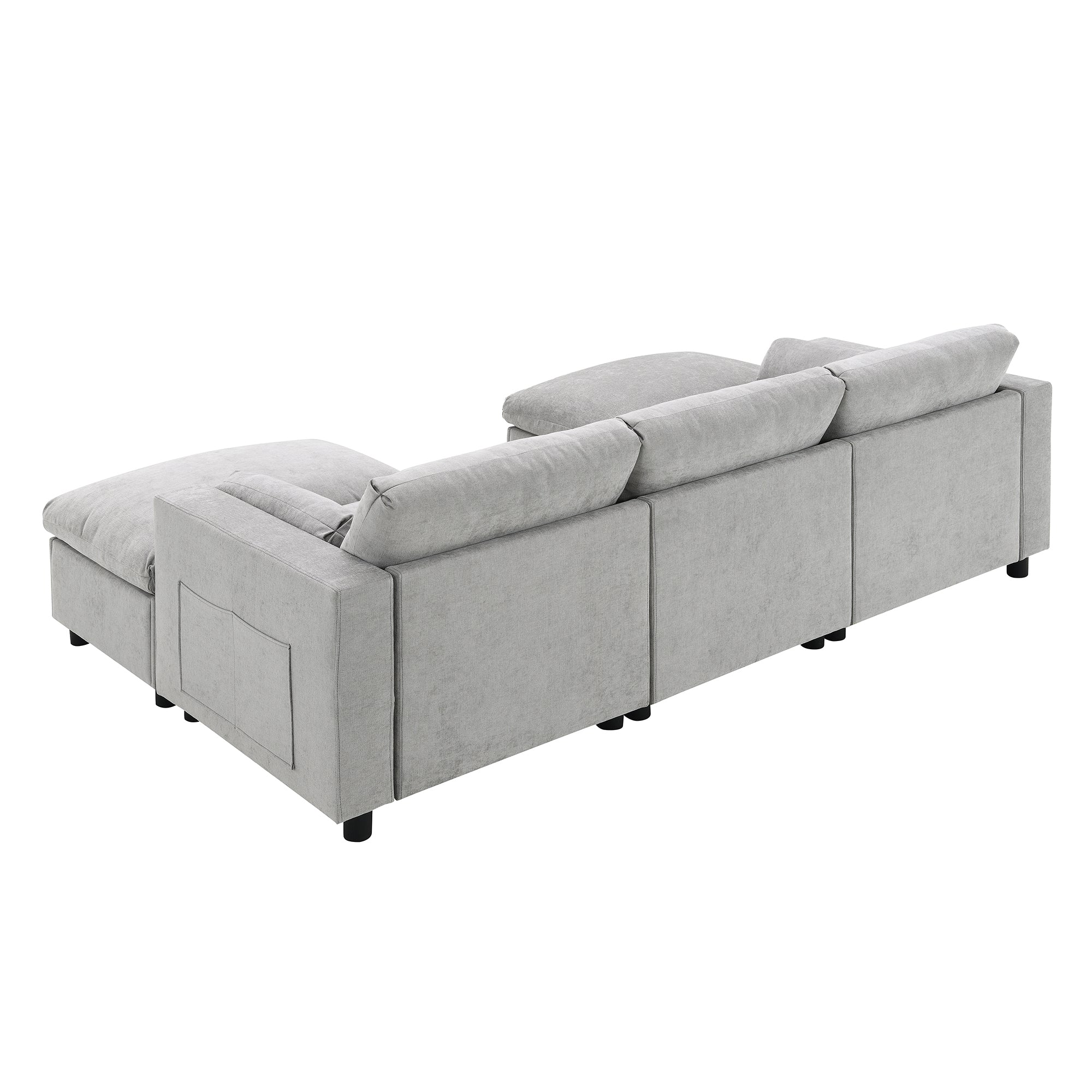 [VIDEO]86.5'' Chenille Modular Sectional Sofa with Storage Pockets, 5 Seat U Shaped Couch Set with Pillows,Free Combination,Modern Cloud Sofa with 2 Movable Ottoman for Living Room,Apartment,3 Colors - Grand Goldman Shop