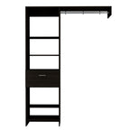Manchester 150 Closet System, Metal Rod, Five Open Shelves, One Drawer -Black - Grand Goldman Shop