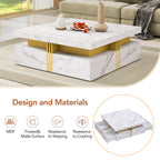 Modern White Square Storage Coffee Table with 4 Drawers - Grand Goldman Shop