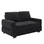 Black Convertible Sofa Bed Loveseat with Adjustable Backrest and USB Ports, 62.75' Chenille Upholstered Couch for Living Room or Small Space - Grand Goldman Shop