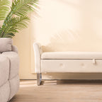 67.91' Wide Storage Soft Ottoman Bench with Armrests,Footrest Bed End Stool for Living Room, Dorm, Entryway and Bedroom, Beige - Grand Goldman Shop