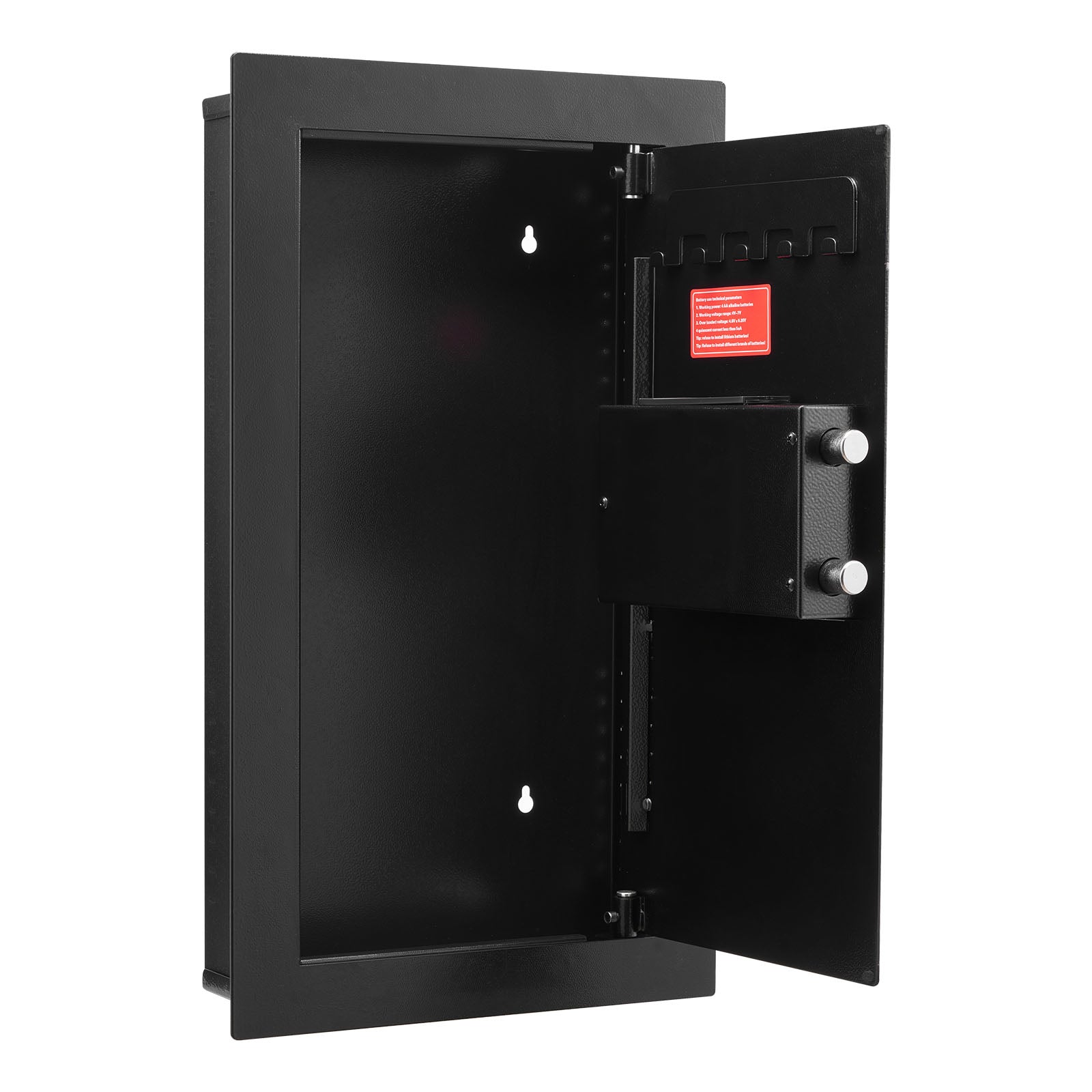 Wall Safe, 3-Tier Hidden Wall Mounted Safe with Password & Key, Q235 Cold-Rolled Steel In-Wall Box with LED Lighting, 2 Adjus