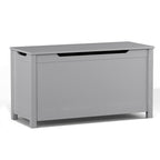 Kids Wooden Toy Box Storage with Safety Hinged Lid for Ages 2+ (Gray) - Grand Goldman