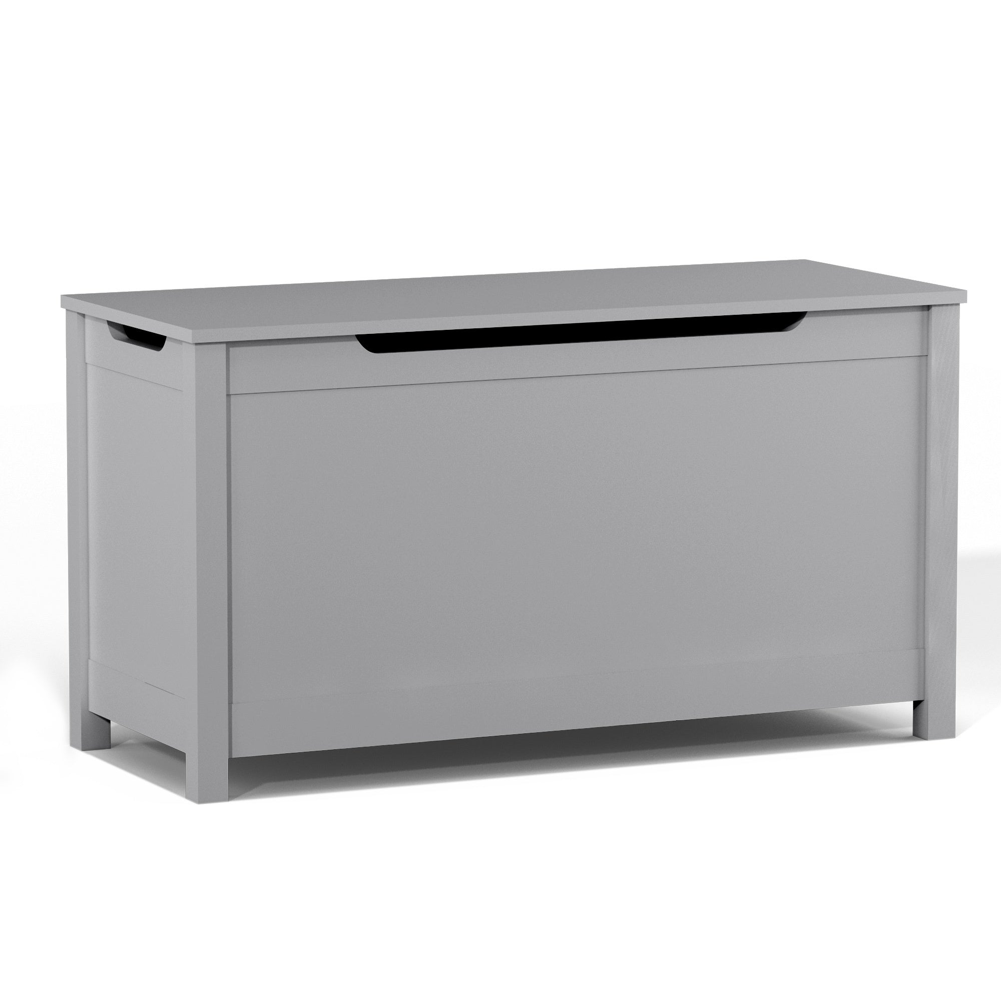 Kids Wooden Toy Box Storage with Safety Hinged Lid for Ages 2+ (Gray) - Grand Goldman