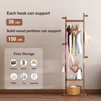 Coat Racks solid wood hanger 23.6* 11*70.8in Solid environmental protection easy to assemble beautiful can be placed in the bedroom/entrance/living room (Walnut) - Grand Goldman Shop