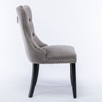 Nikki Collection Modern, High-end Tufted Solid Wood Contemporary Velvet Upholstered Dining Chair with Wood Legs Nailhead Trim 2-Pcs Set,Gray, SW2001GY - Grand Goldman Shop