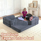 Floor Couch,Compressed Sofa,Convertible Floor Sofa Bed with Convertible Blanket Pillow,Enhanced frame stability,Comfy Couch Lounge Sleeper Bed,for Living Room Bedroom - Grand Goldman Shop
