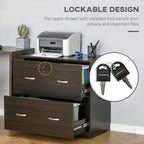 Vinsetto 2-Drawer File Cabinet with Lock and Keys, Vertical Storage Filing Cabinet with Hanging Bar for Letter Size, Home Off