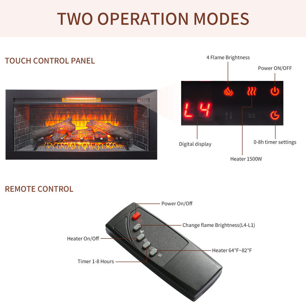 42 inch Infrared Electric Fireplace with Removable Trim kit Insert, Touch Panel Home Decor Heater - Grand Goldman Shop
