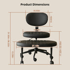 Ergonomic Cross-Legged Office Chair for Adults with Back Support, Black Faux Fur Swivel Desk Chair with Rolling Base and Adju