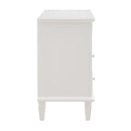 Open Space and 2 Drawers Dresser Nightstand with Charging Station, Farmhouse End Table with USB Ports and Outlets, Fluted Pilasters Design Side Table with Solid Wood Legs for Bedroom - Grand Goldman Shop