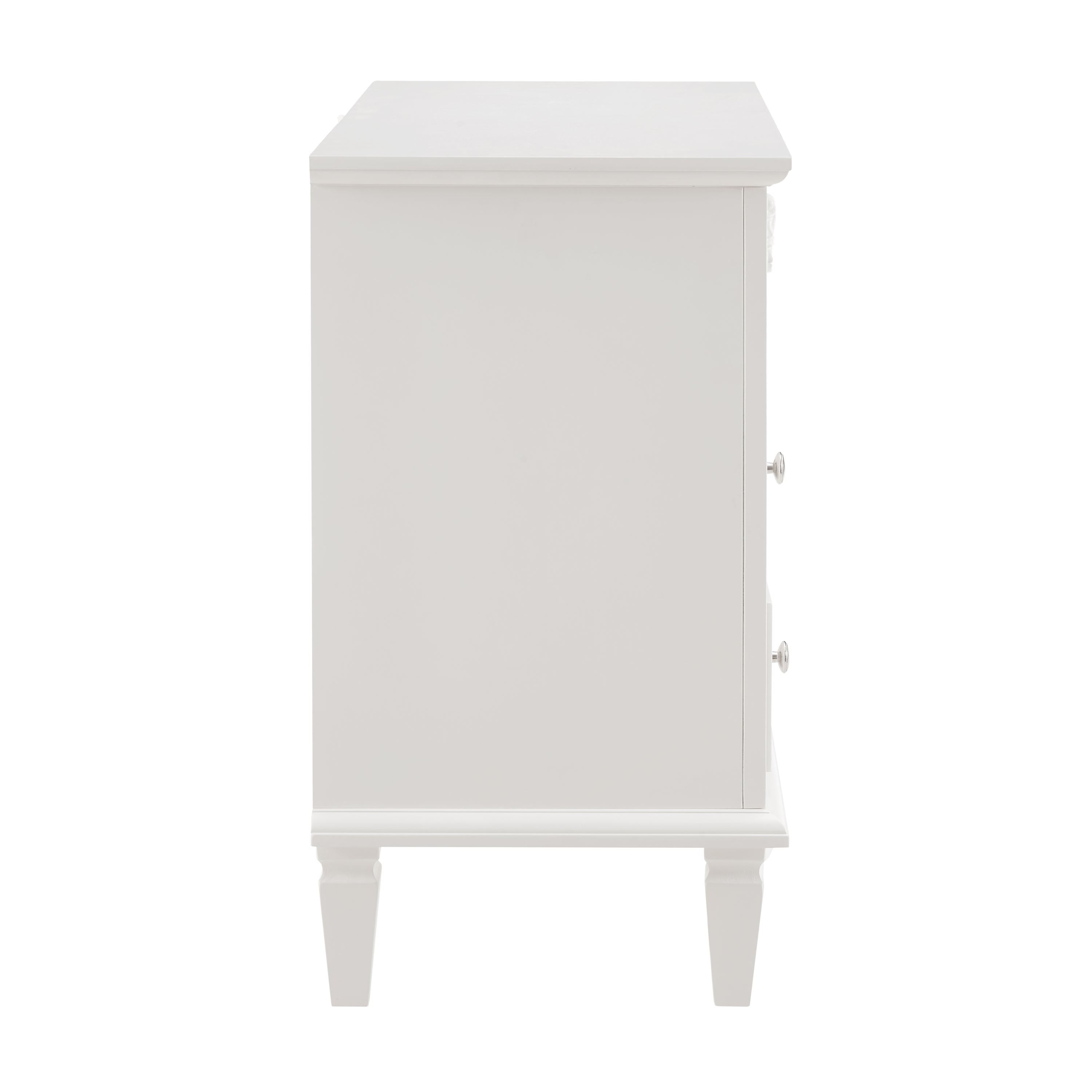 Open Space and 2 Drawers Dresser Nightstand with Charging Station, Farmhouse End Table with USB Ports and Outlets, Fluted Pilasters Design Side Table with Solid Wood Legs for Bedroom - Grand Goldman Shop