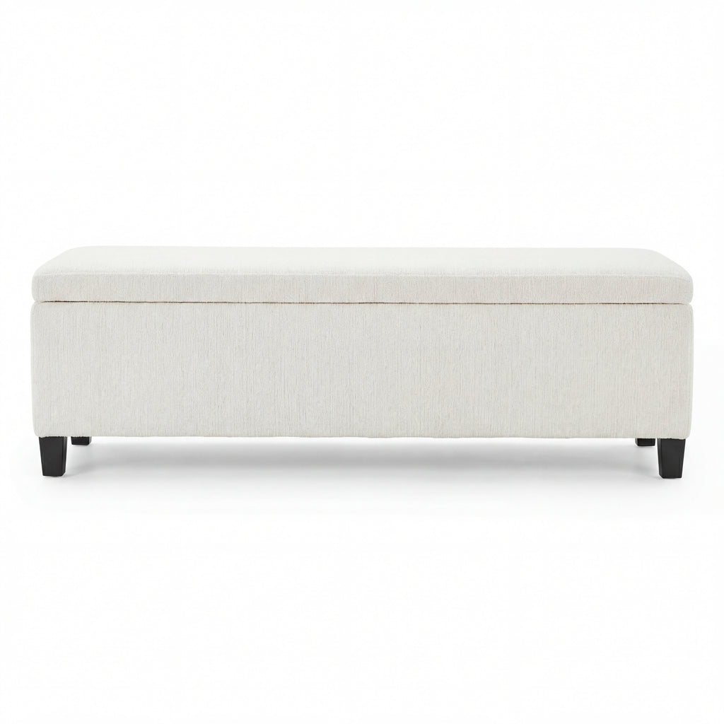 Indoor Textured Boucle White Storage Ottoman Bench - 50.98''L Upholstered Entryway Bench with Hidden Storage, 300lbs Weight Capacity for Living Room, Bedroom & Hallway - Grand Goldman Shop