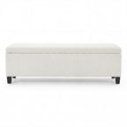 Indoor Textured Boucle White Storage Ottoman Bench - 50.98''L Upholstered Entryway Bench with Hidden Storage, 300lbs Weight Capacity for Living Room, Bedroom & Hallway - Grand Goldman Shop