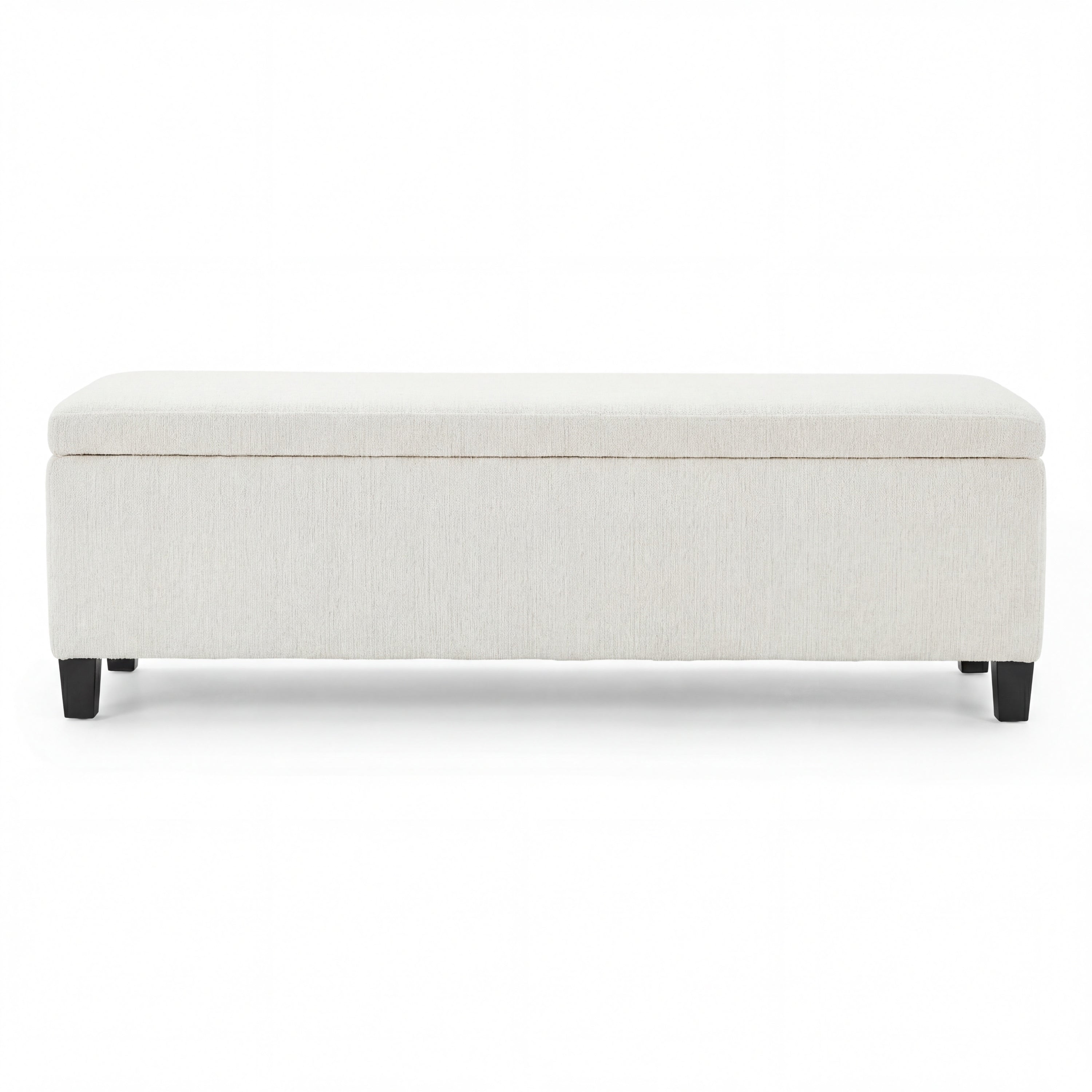 Indoor Textured Boucle White Storage Ottoman Bench - 50.98''L Upholstered Entryway Bench with Hidden Storage, 300lbs Weight Capacity for Living Room, Bedroom & Hallway - Grand Goldman Shop