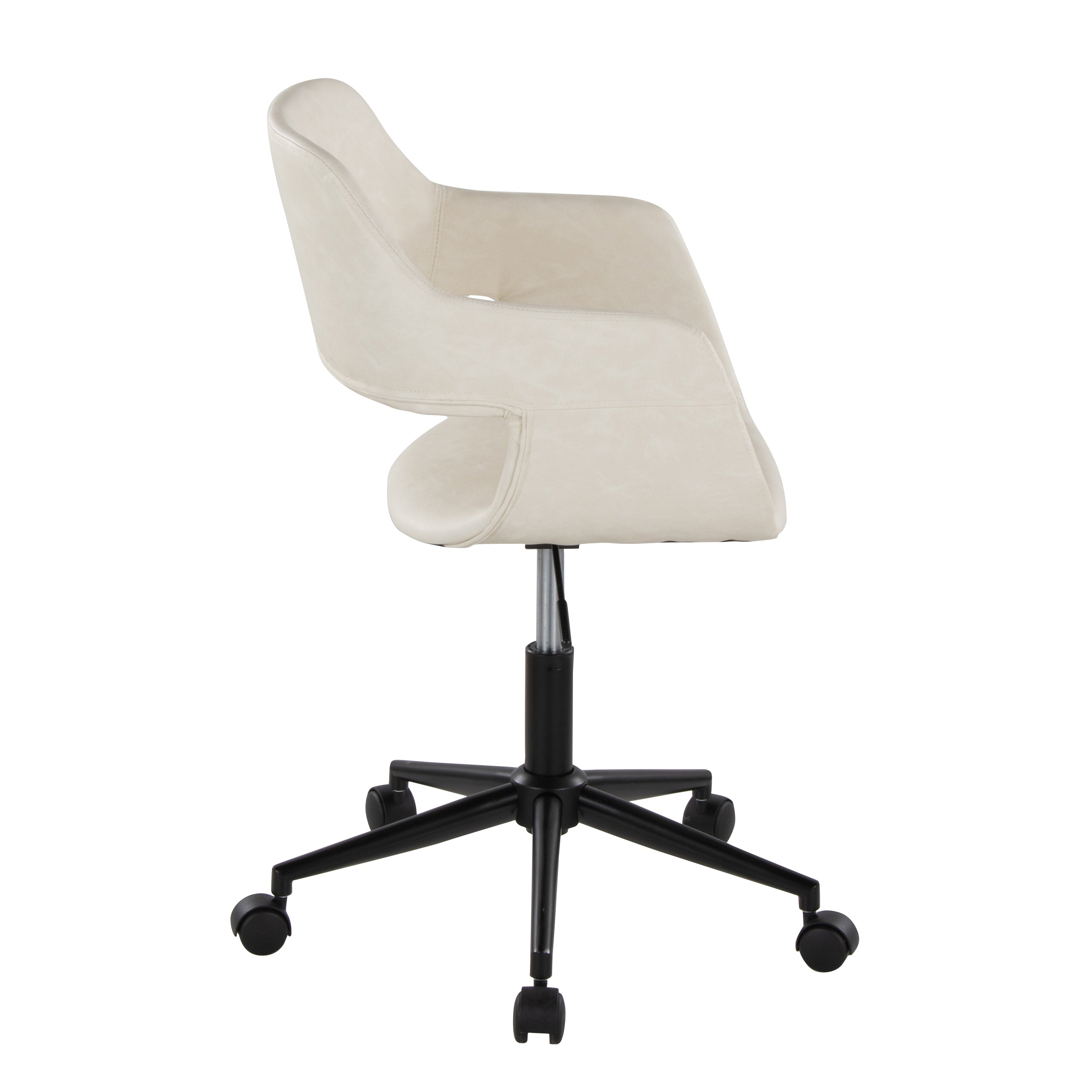Contemporary Task Chair in Black Metal and Cream Faux Leather | Premium Home Decor - Grand Goldman