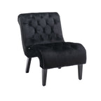 COOLMORE Modern Velvet Armless Accent Living Room Chair / Leisure Chair,Upholstered Fabric Button Comfortable Chair with Wooden Legs for Bedroom, Living Room, Office (Black Velvet) - Grand Goldman Shop
