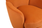 Velvet Swivel Barrel Chair, Swivel Accent Chairs Armchair for Living Room, Reading Chairs for Bedroom Comfy, Round Barrel Chairs with Gold Stainless Steel Base (Orange) - Grand Goldman Shop