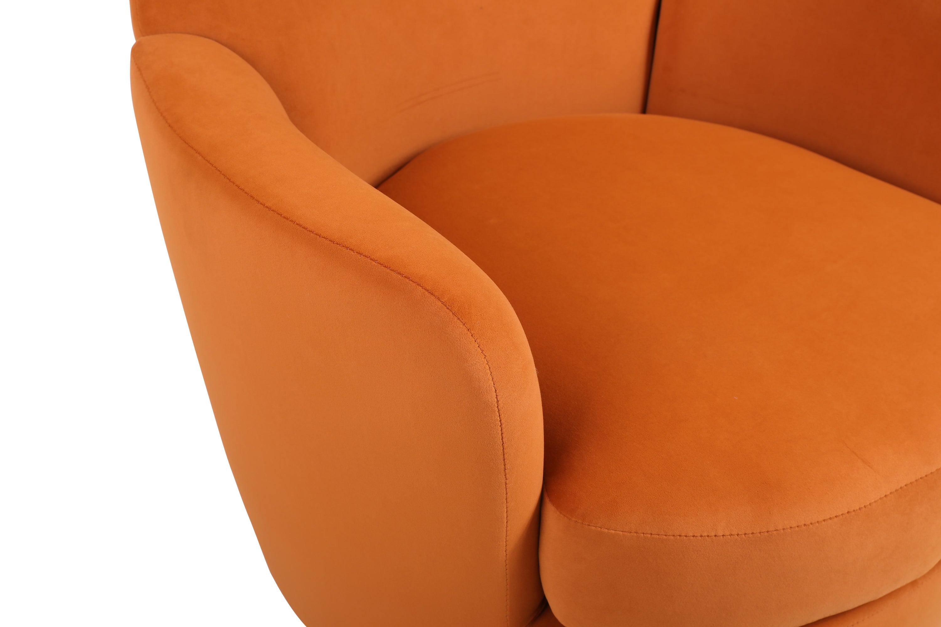 Velvet Swivel Barrel Chair, Swivel Accent Chairs Armchair for Living Room, Reading Chairs for Bedroom Comfy, Round Barrel Chairs with Gold Stainless Steel Base (Orange) - Grand Goldman Shop