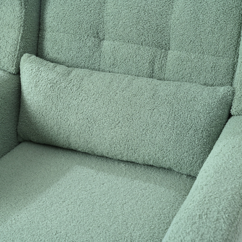 Modern Accent Chair,Teddy Fabric Living Room Chairs Comfy Reading Chair,Mid Century Accent Chair, Lounge Arm Chairs Armchair for Living Room Bedroom (Light Green) - Grand Goldman Shop