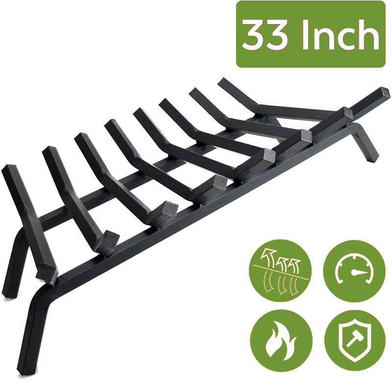 Fireplace Grate,Fireplace Log Holder,Heavy Duty Solid Cast Iron FIrewood Log Burning Rack for Inside The Fireplace Accessories Outood Fire Pit Kindling Fireplace Tools (33 inch) - Grand Goldman Shop