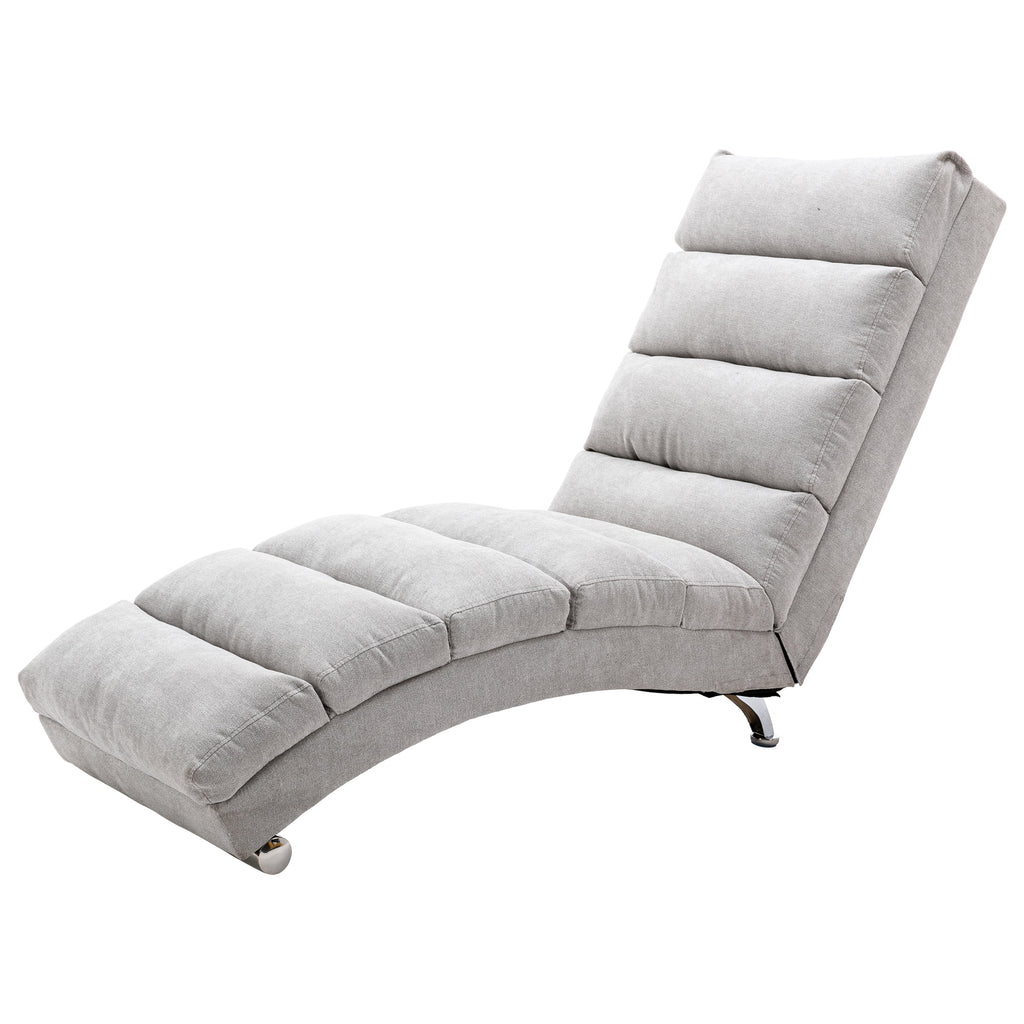 Light Grey Linen Massage Chaise Lounge Indoor with Remote Control, Ergonomic Electric Massage Lounger with 5 Modes - Grand Goldman Shop