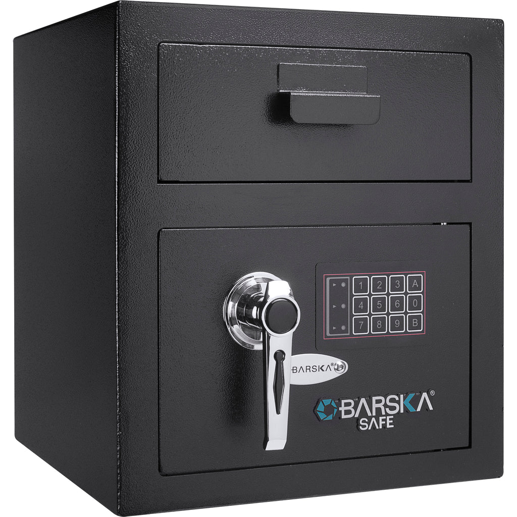 Black Steel Keypad Depository Safe with Dual PIN Codes and Anti-Fishing Baffles, 0.72 Cu Ft - Grand Goldman