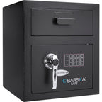 Black Steel Keypad Depository Safe with Dual PIN Codes and Anti-Fishing Baffles, 0.72 Cu Ft - Grand Goldman