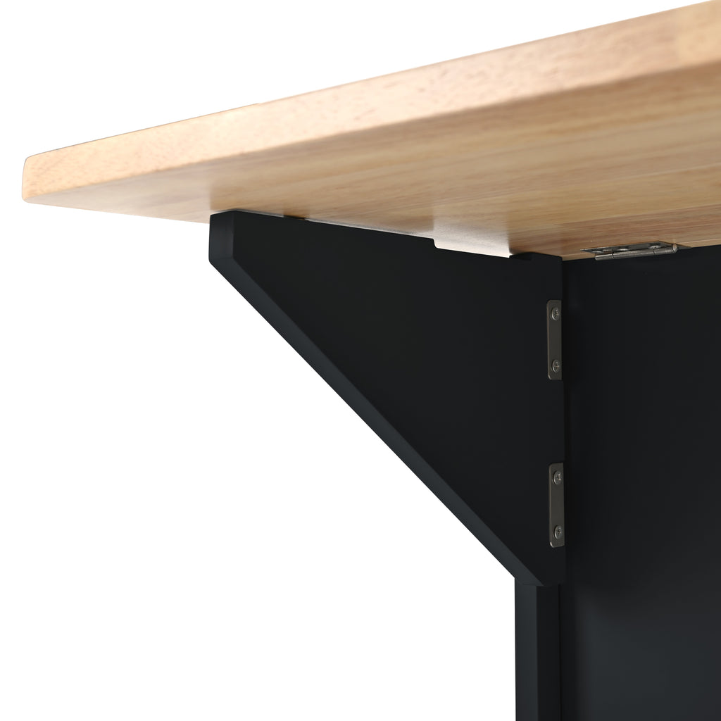Kitchen Island with Power Outlet,Kitchen Storage Island with Drop Leaf and Rubber Wood,Open Storage and Wine Rack,5 Wheels,with Adjustable Storage for Home, Kitchen, and Dining Room, Black - Grand Goldman Shop
