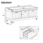 TREXM Classic Shoe Bench with Cushion and Three Drawers, Fluted Entryway Bench with Storage for Living Room, Entryway, and Hallways (Light Gray, OLD SKU: N715P207812E ) - Grand Goldman Shop